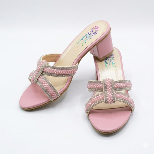 Premium Old Money Pink Heel with Crystal Embellishments