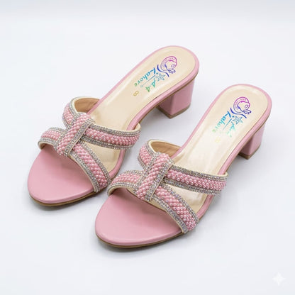 Premium Old Money Pink Heel with Crystal Embellishments