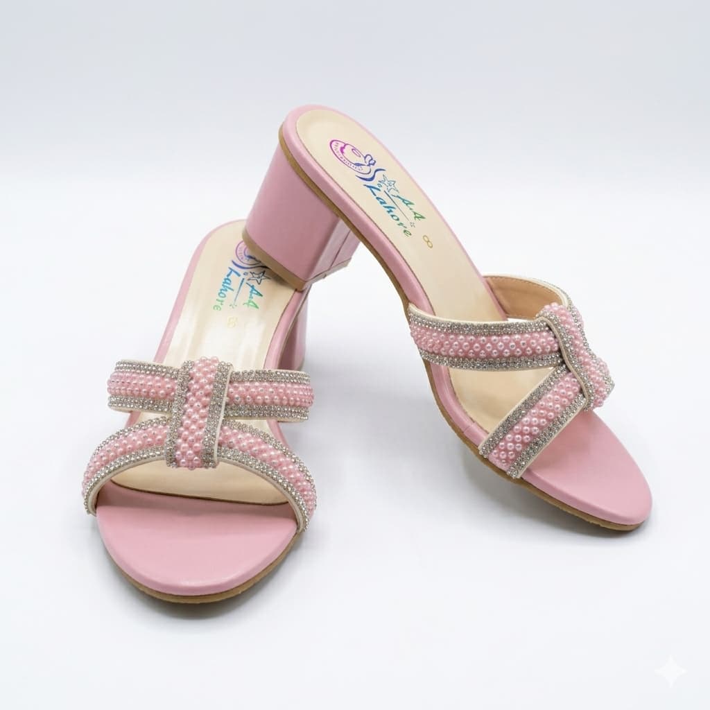 Premium Old Money Pink Heel with Crystal Embellishments